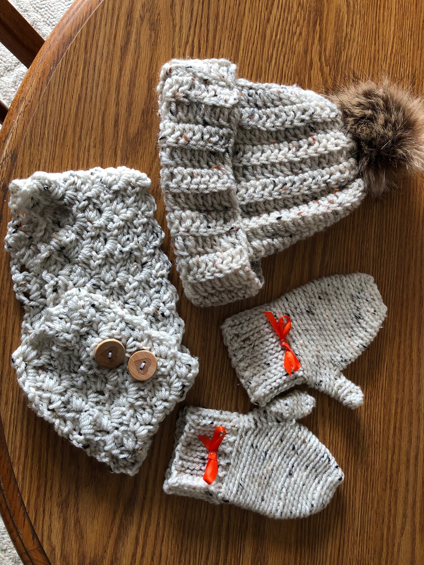 Winter hat, mitten, scarf sets